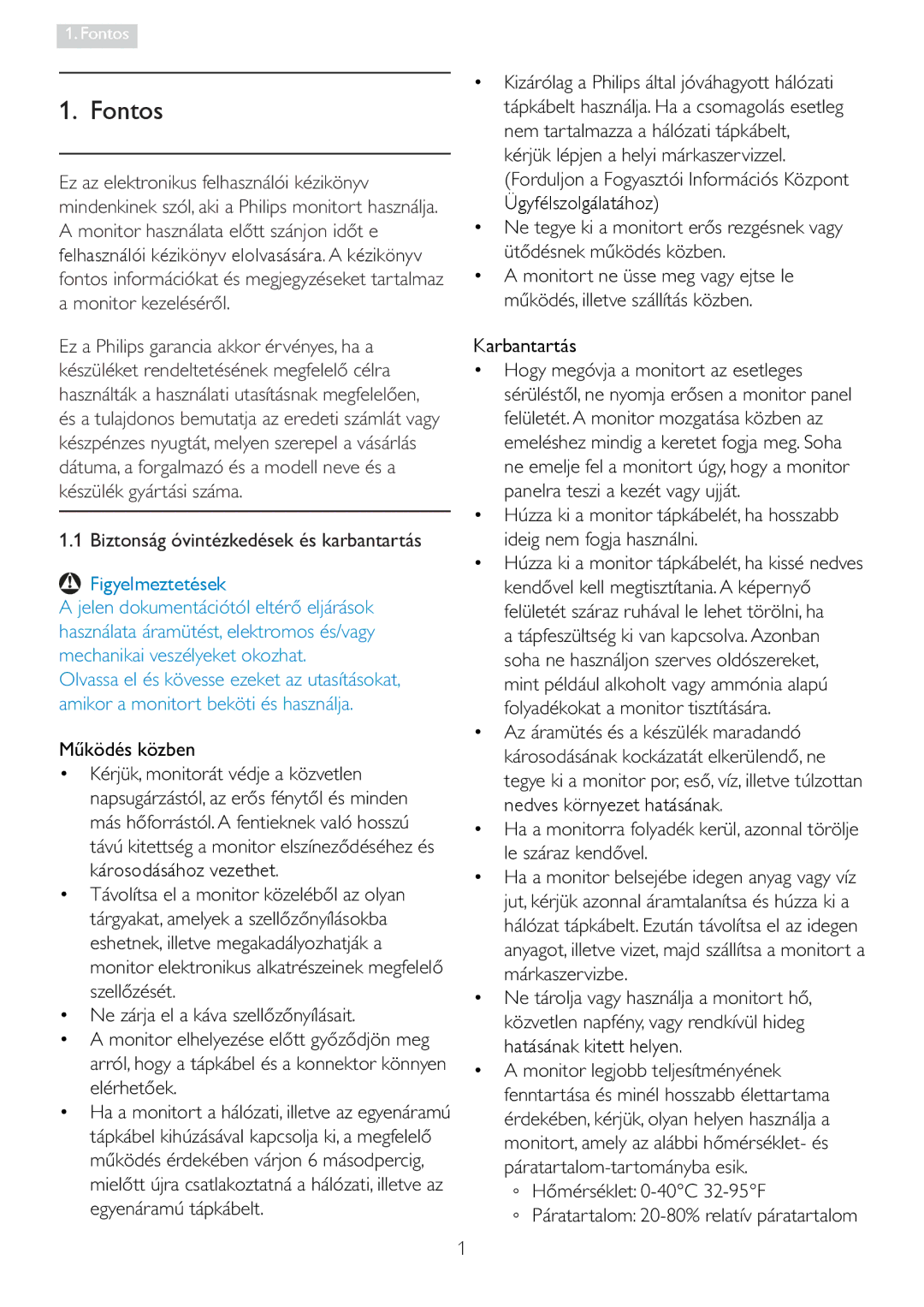 Philips 19S4LA, 19S4LC, 19S4LM manual NpVOpNJ\iUWiVLViPD, Figyelmeztetések 