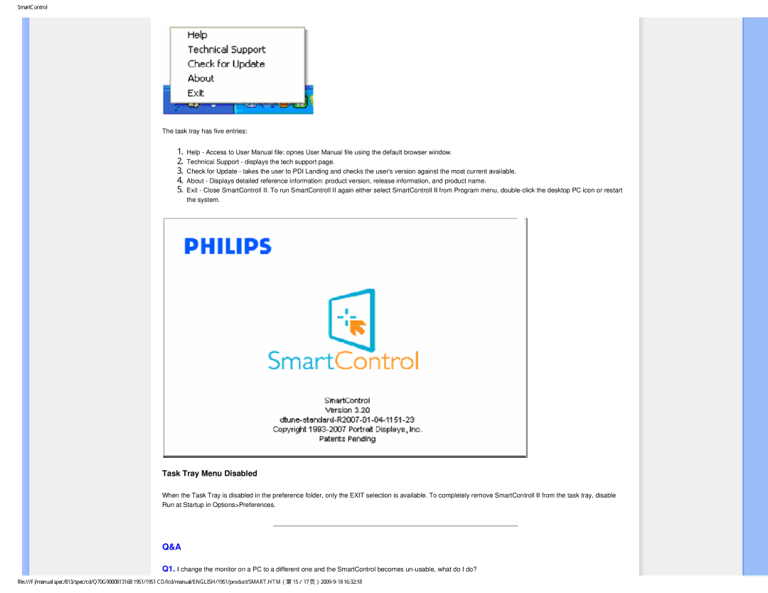 Philips 19SI user manual Task Tray Menu Disabled 