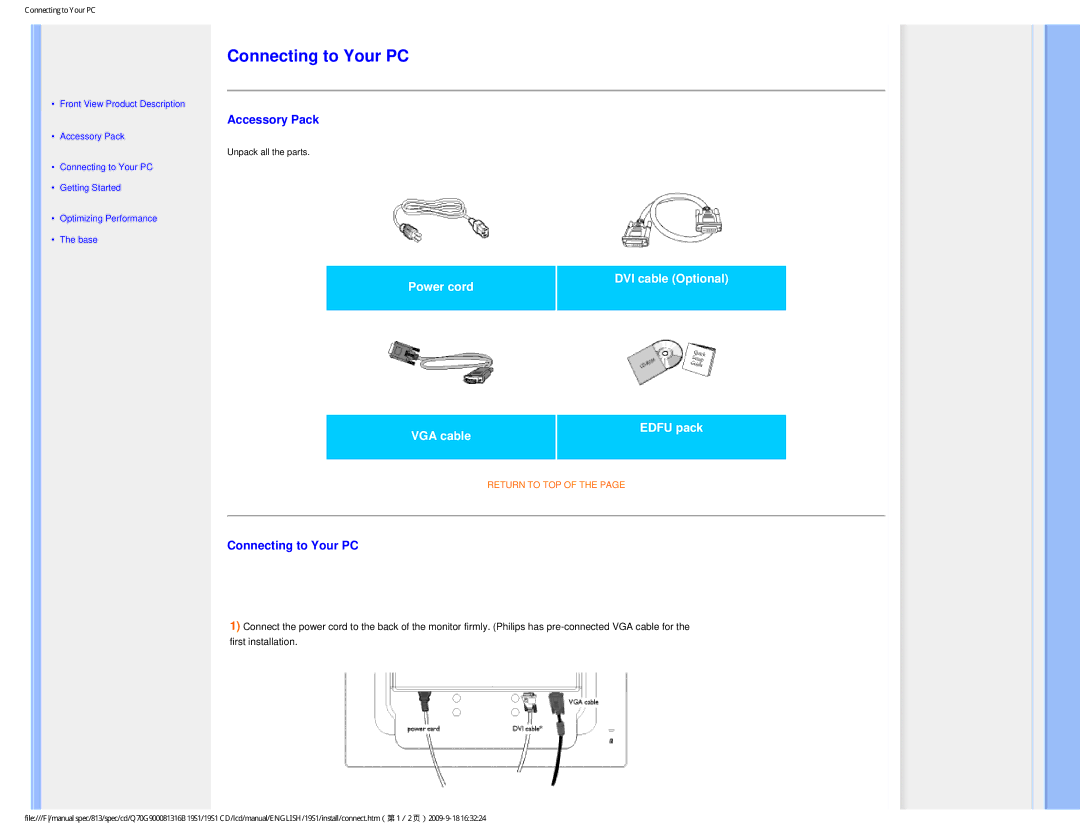 Philips 19SI user manual Connecting to Your PC 