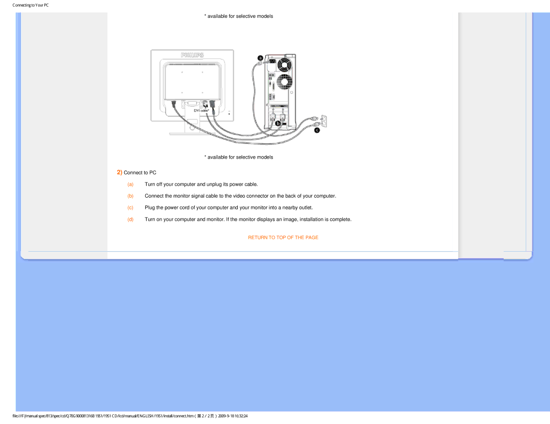 Philips 19SI user manual Return to TOP 