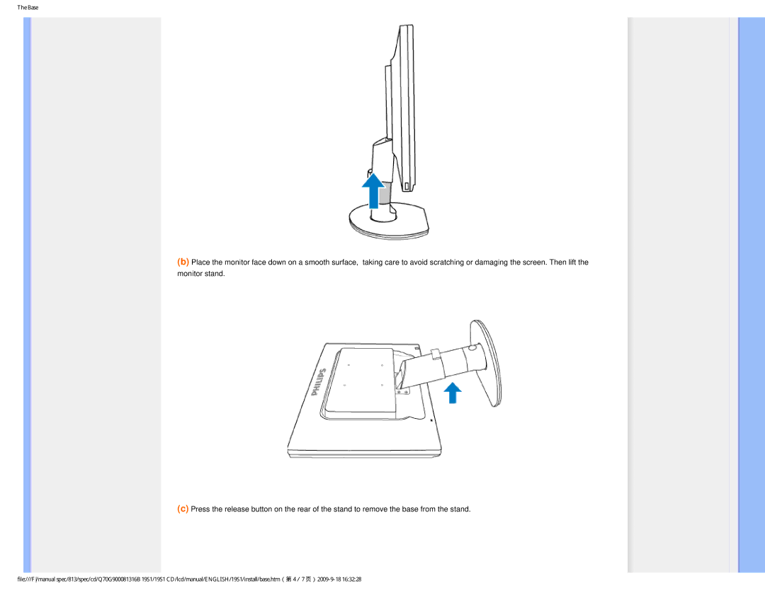 Philips 19SI user manual Base 