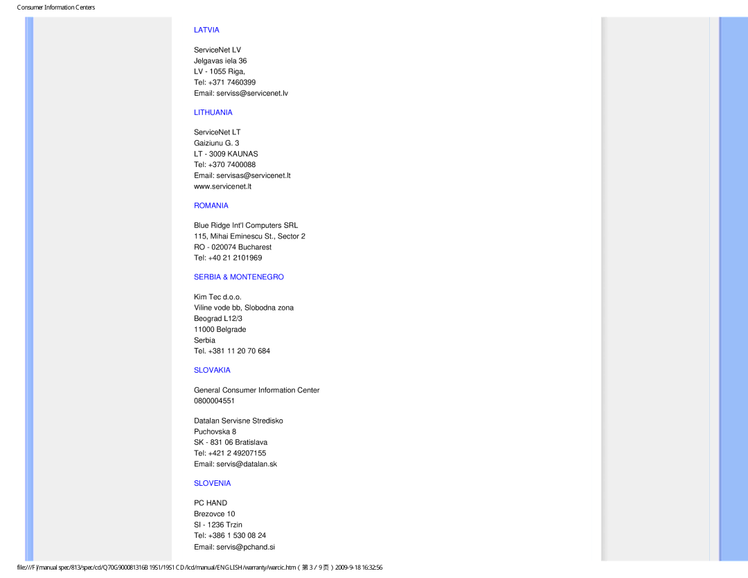 Philips 19SI user manual Latvia 