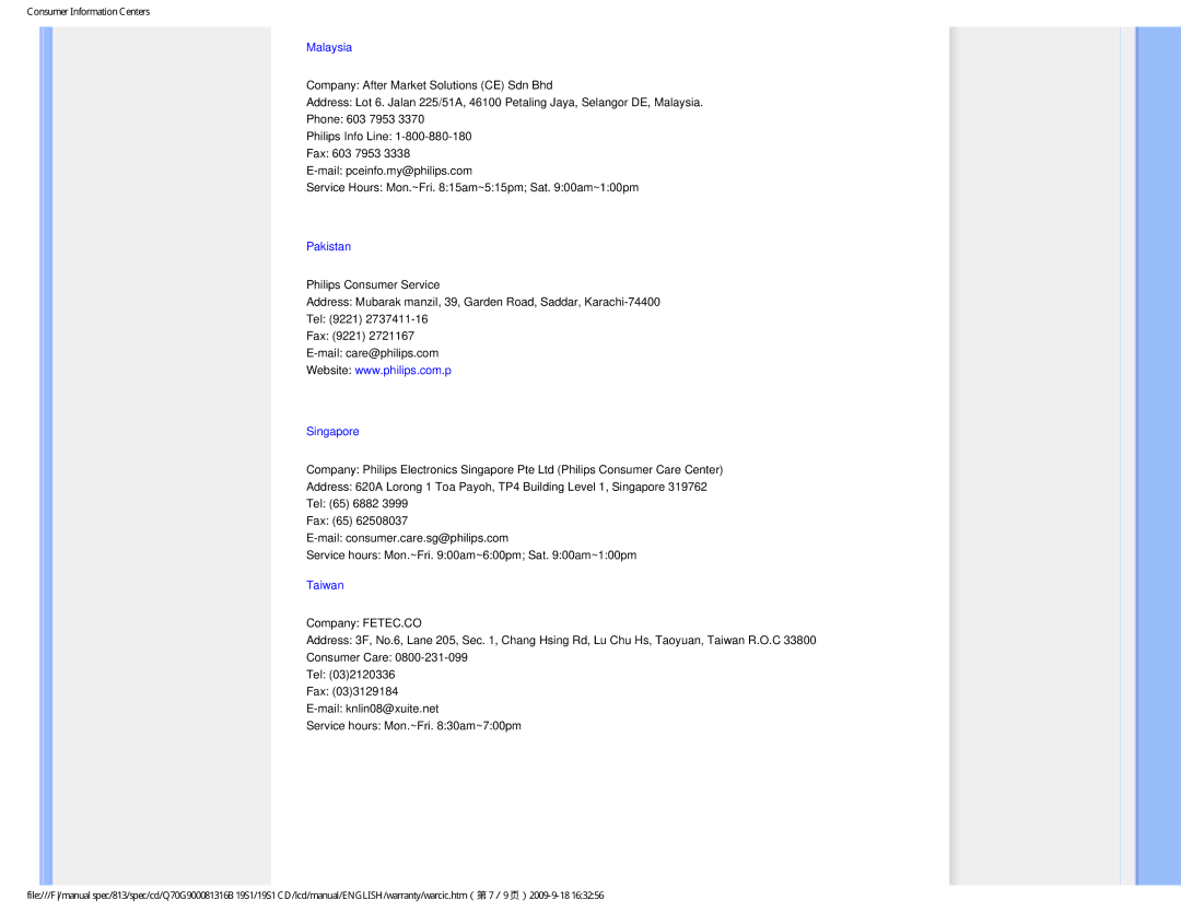 Philips 19SI user manual Malaysia 