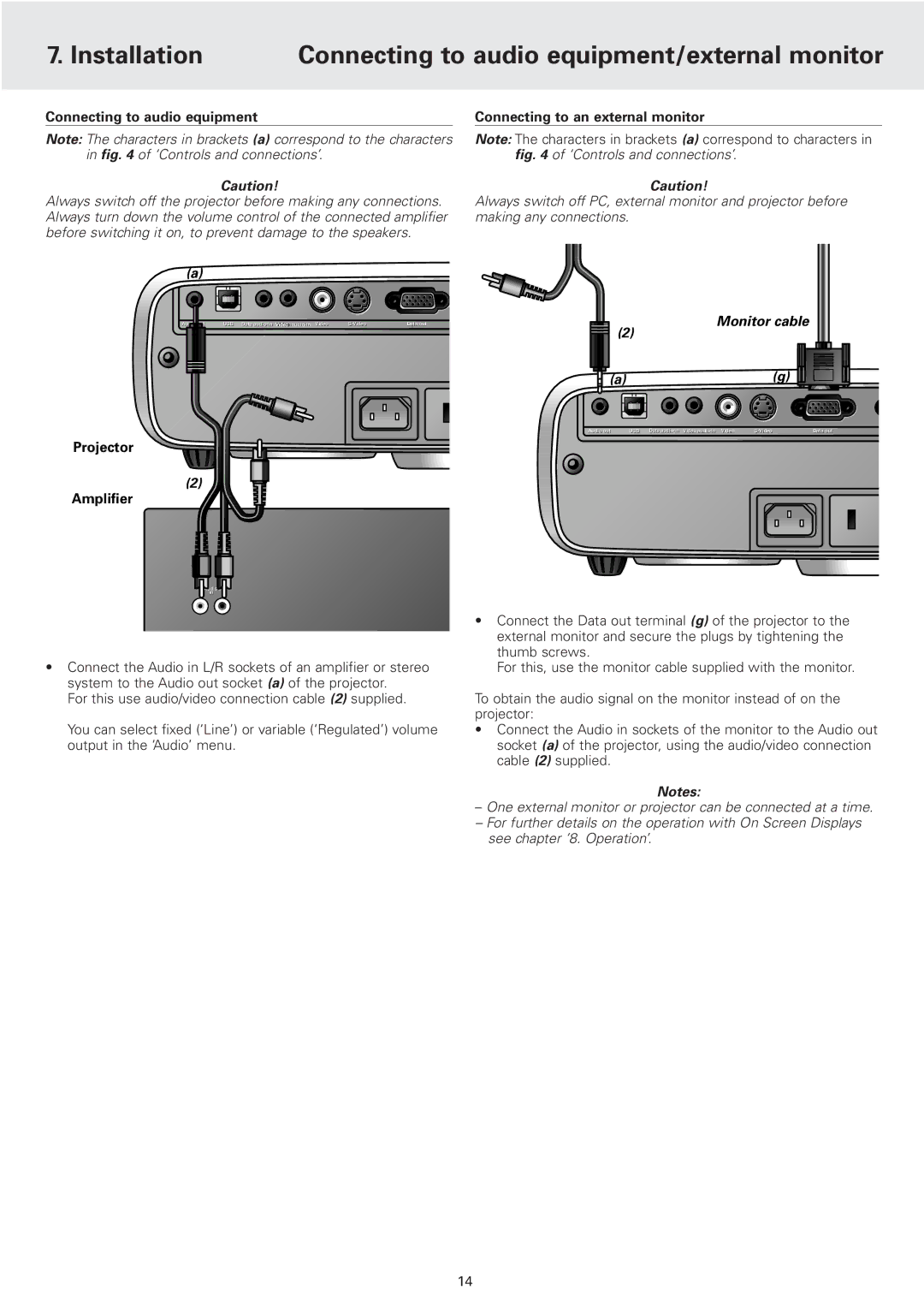 Philips 2 Series Installation Connecting to audio equipment/external monitor, Amplifier Connecting to an external monitor 