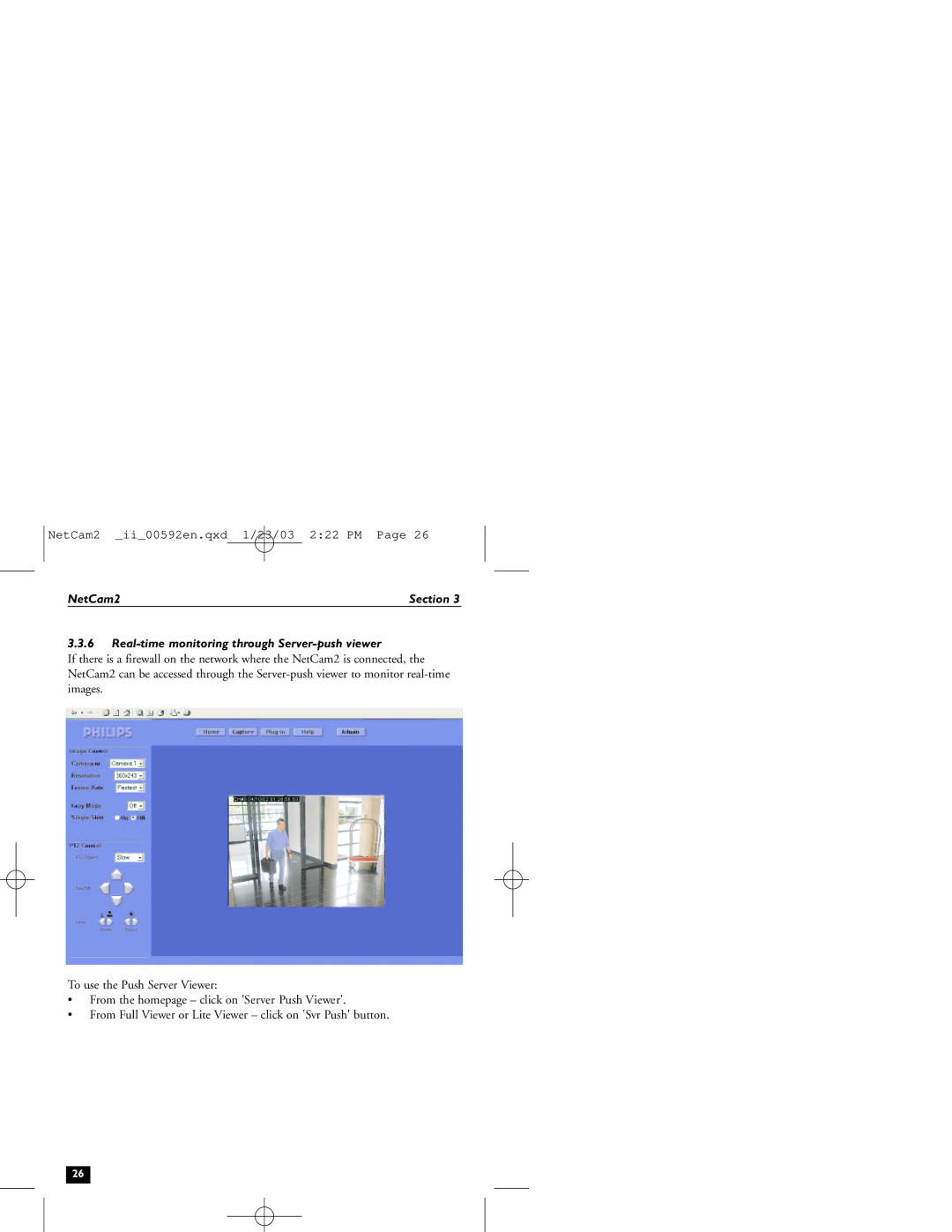 Philips 2 installation instructions Real-time monitoring through Server-push viewer 