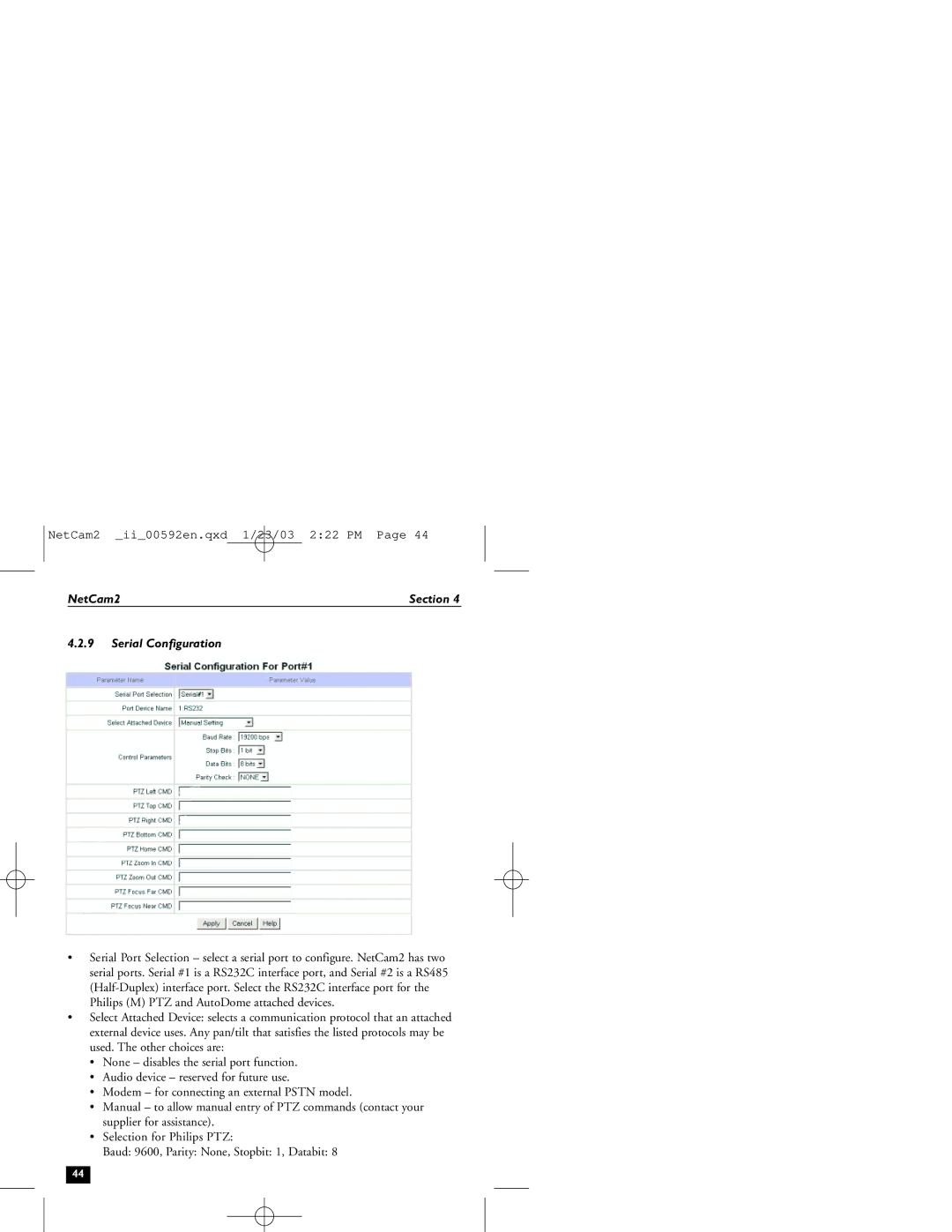 Philips 2 installation instructions Serial Configuration 