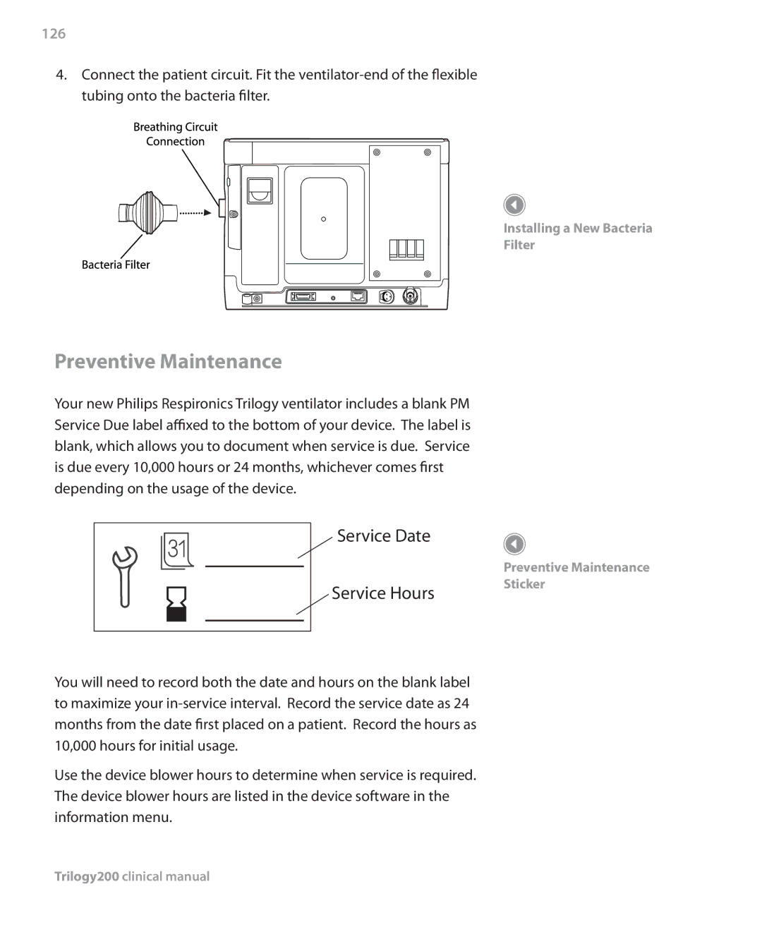 Philips Trilogy 200 manual Preventive Maintenance, 126 