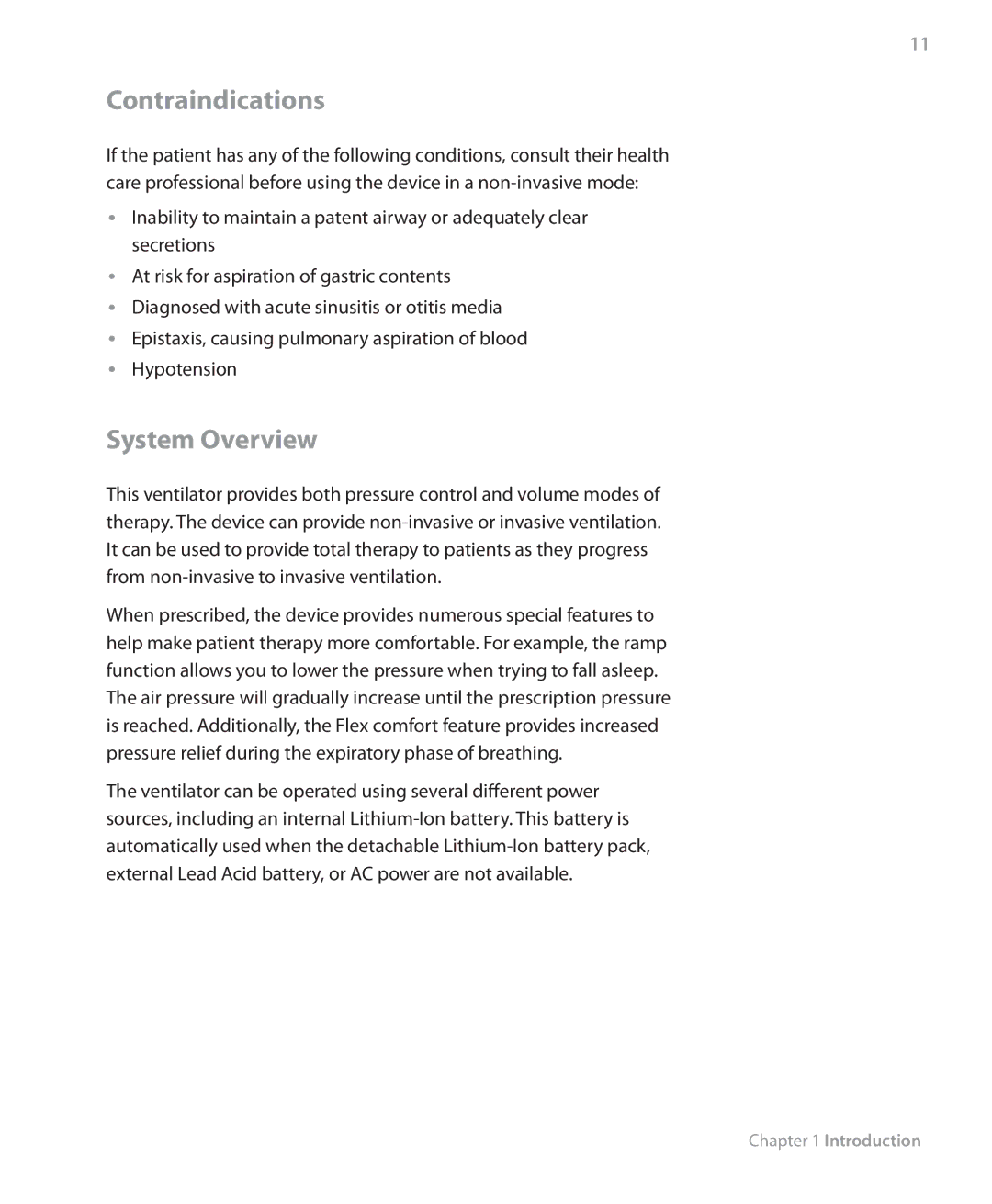 Philips Trilogy 200 manual Contraindications, System Overview 