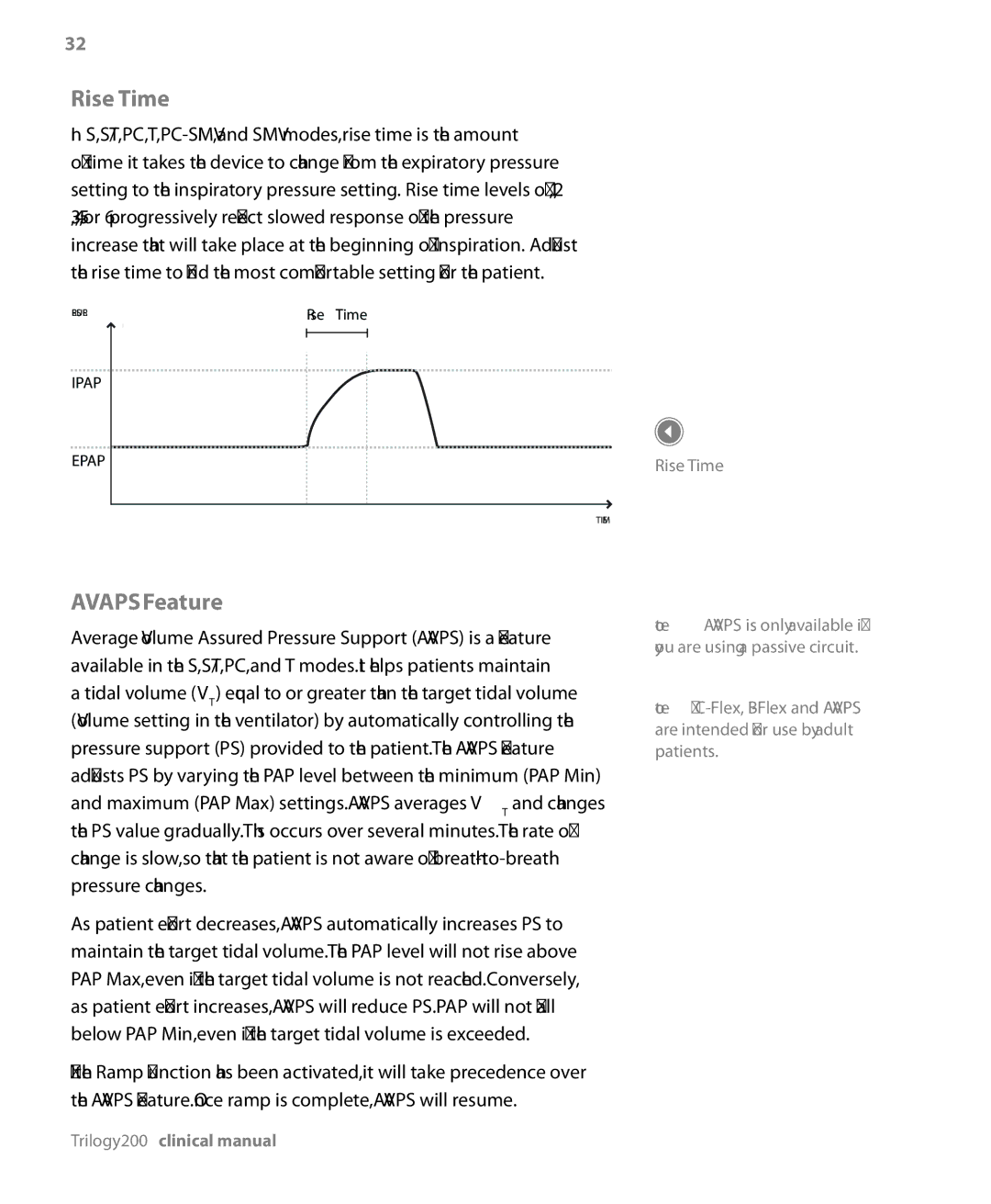 Philips Trilogy 200 manual Rise Time, Avaps Feature 