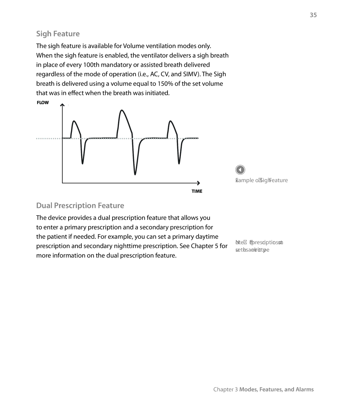 Philips Trilogy 200 manual Sigh Feature, Dual Prescription Feature 