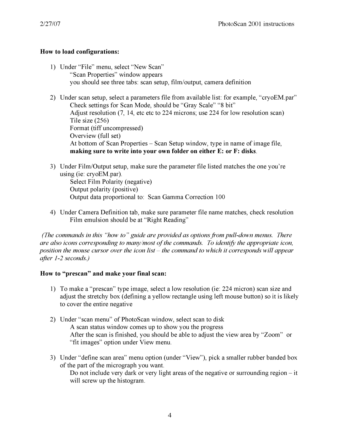 Philips 2001 manual How to load configurations, How to prescan and make your final scan 