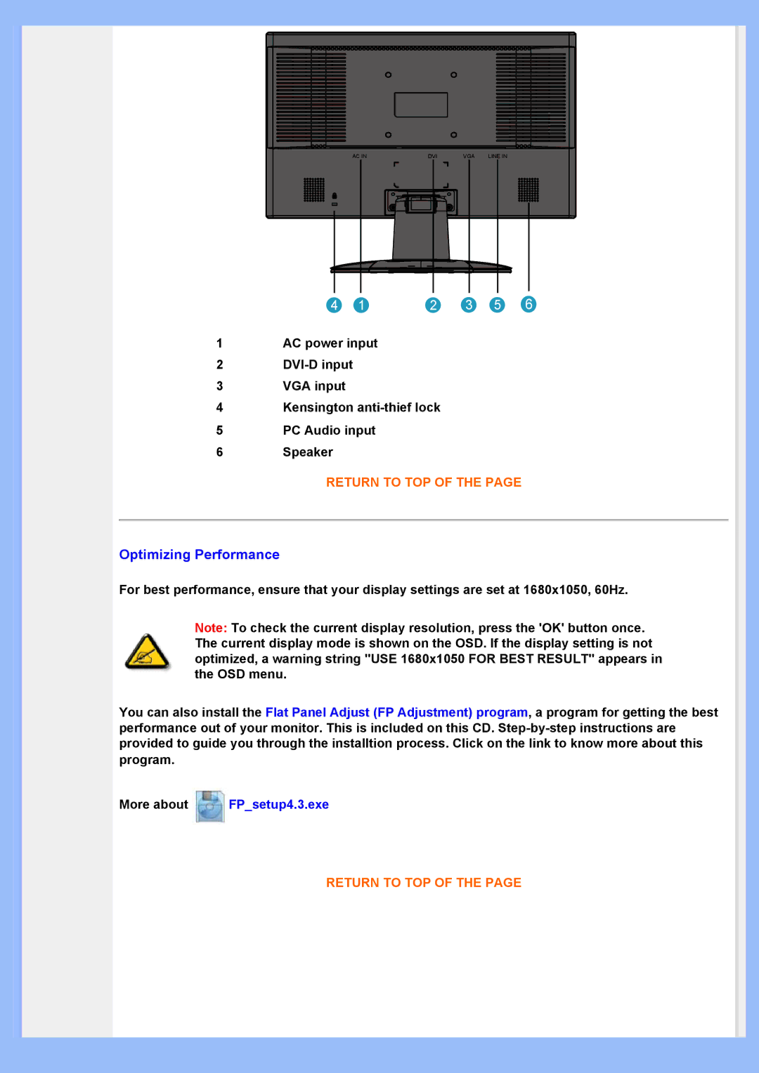 Philips 200AW8 user manual Optimizing Performance 