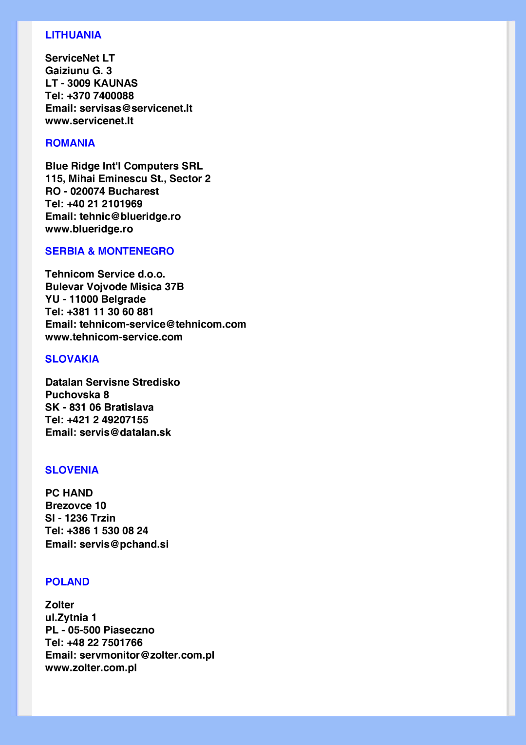 Philips 200AW8 user manual Lithuania 