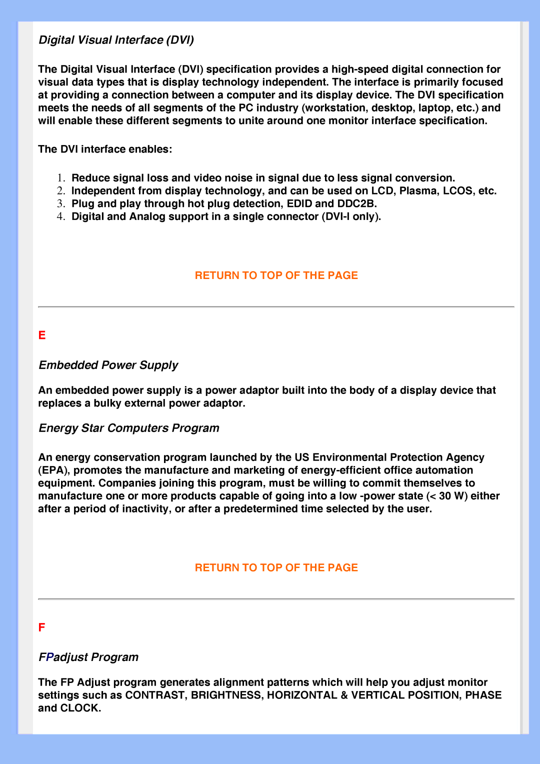 Philips 200AW8 user manual Digital Visual Interface DVI 