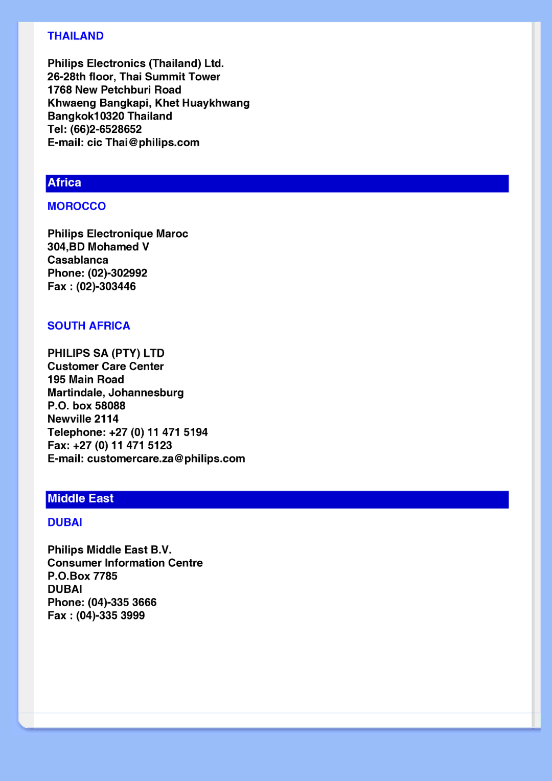 Philips 200AW8 user manual Middle East 