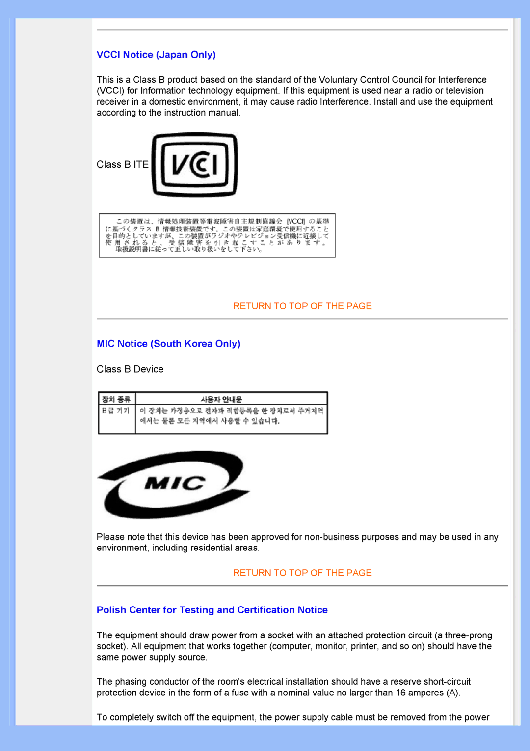 Philips 200BW user manual Vcci Notice Japan Only 