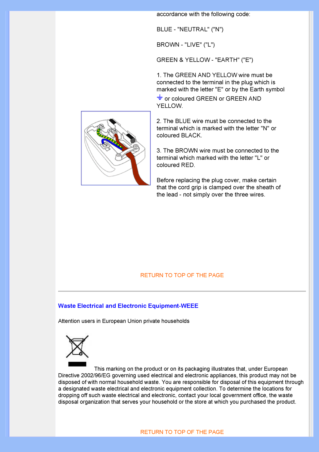 Philips 200BW user manual Waste Electrical and Electronic Equipment-WEEE 