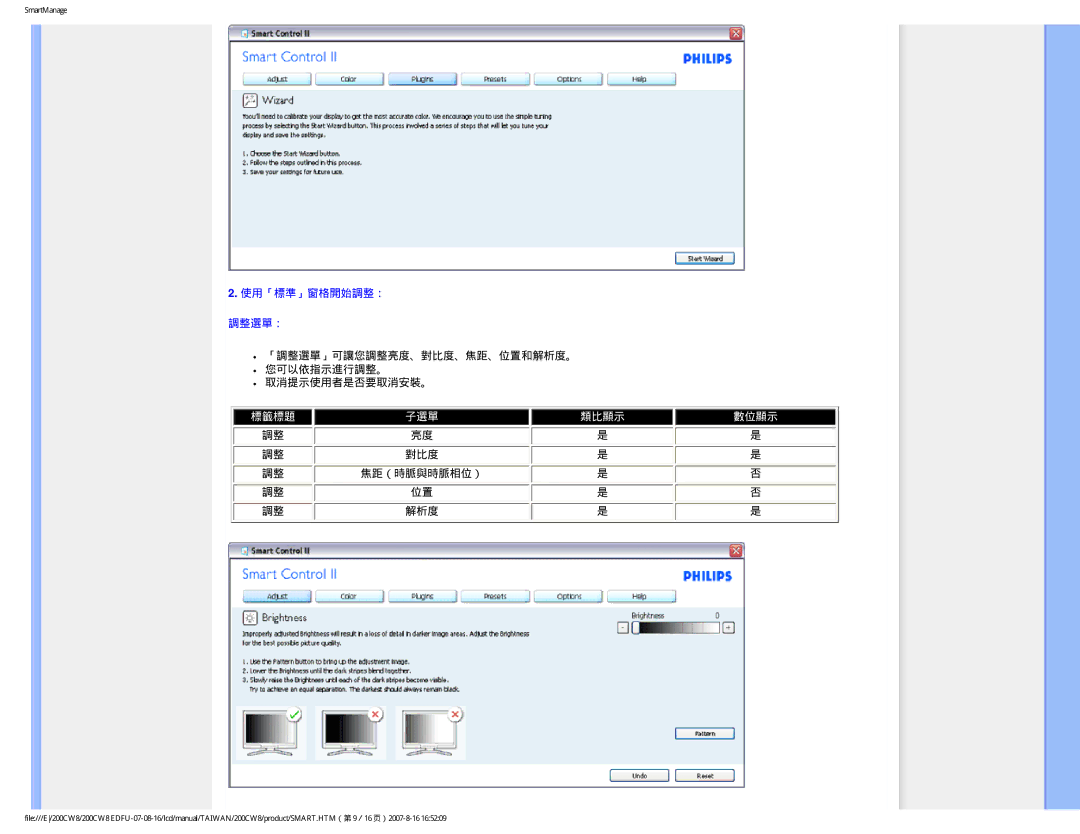 Philips 200CW8 user manual 標籤標題 子選單 類比顯示 數位顯示 