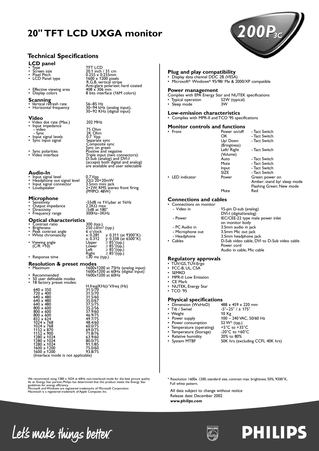 Philips 200P3C manual 