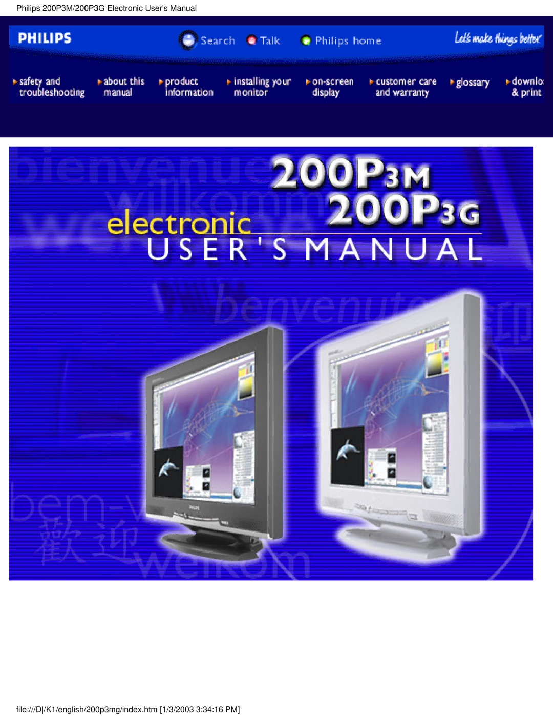 Philips 200P3M user manual File///D/K1/english/200p3mg/index.htm 1/3/2003 33416 PM 