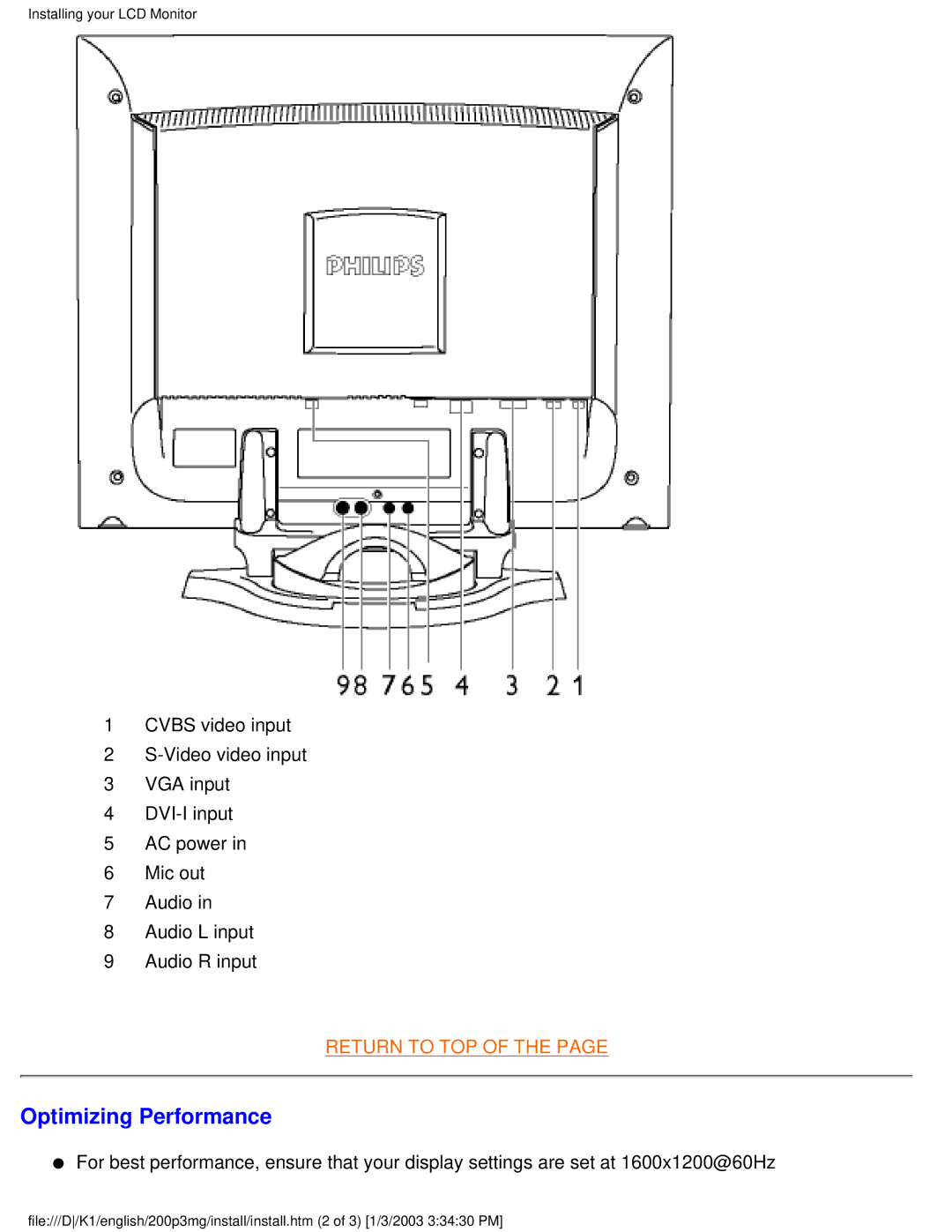 Philips 200P3M user manual Optimizing Performance 