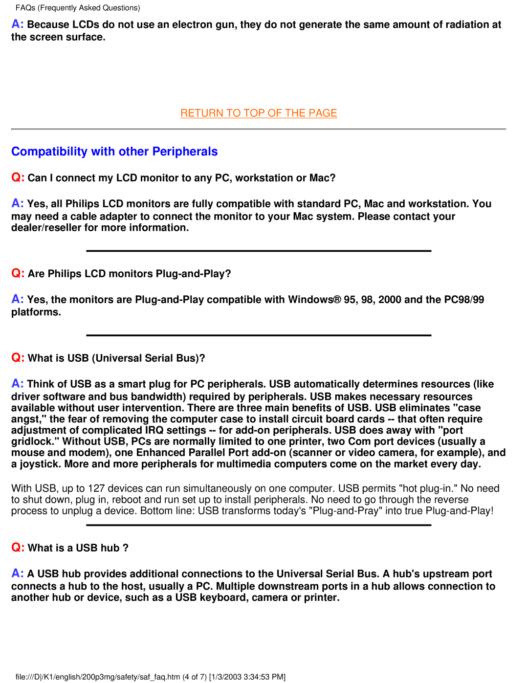 Philips 200P3M user manual Compatibility with other Peripherals 