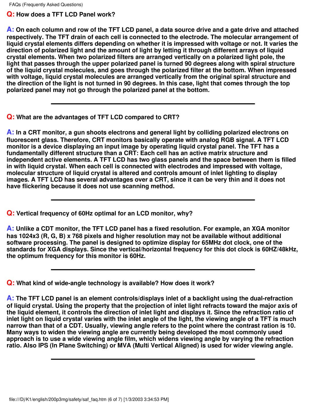 Philips 200P3M user manual FAQs Frequently Asked Questions 