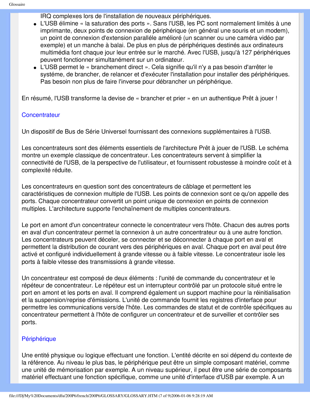 Philips 200P6 user manual Concentrateur 