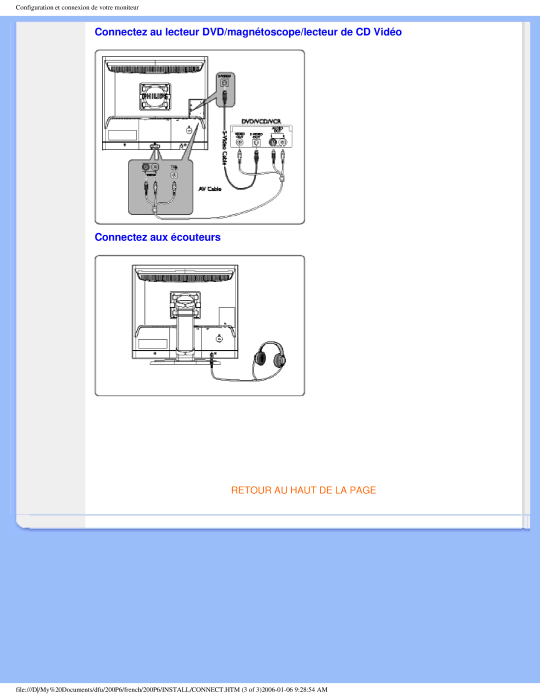 Philips 200P6 user manual Retour AU Haut DE LA 