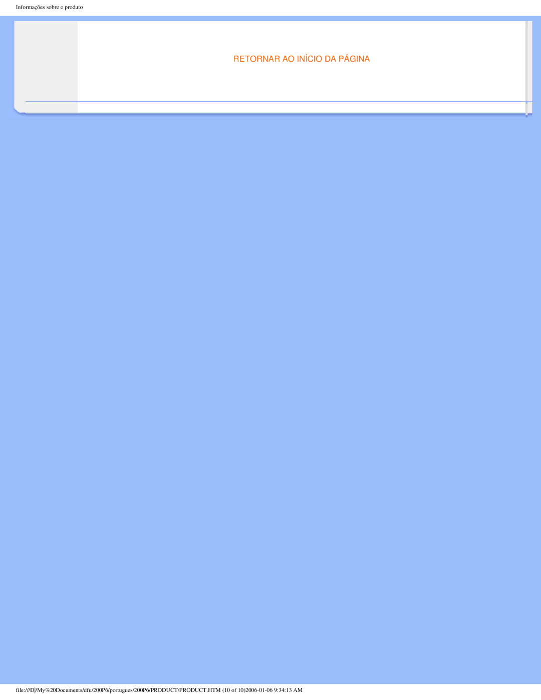 Philips 200P6 user manual Retornar AO Início DA Página 