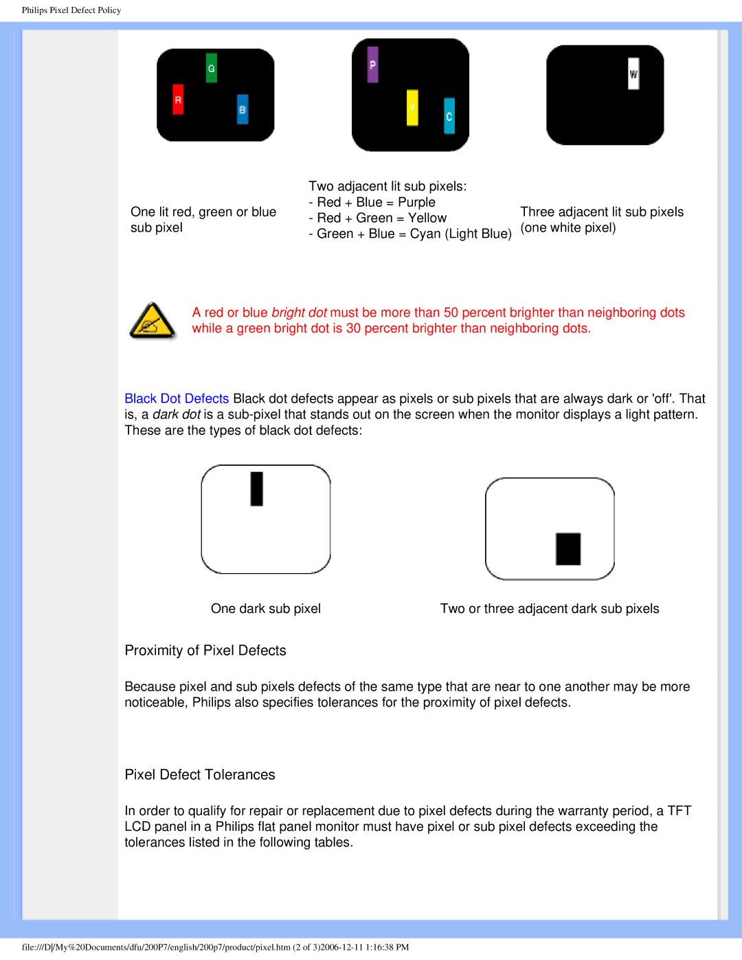 Philips 200p7 user manual Proximity of Pixel Defects 