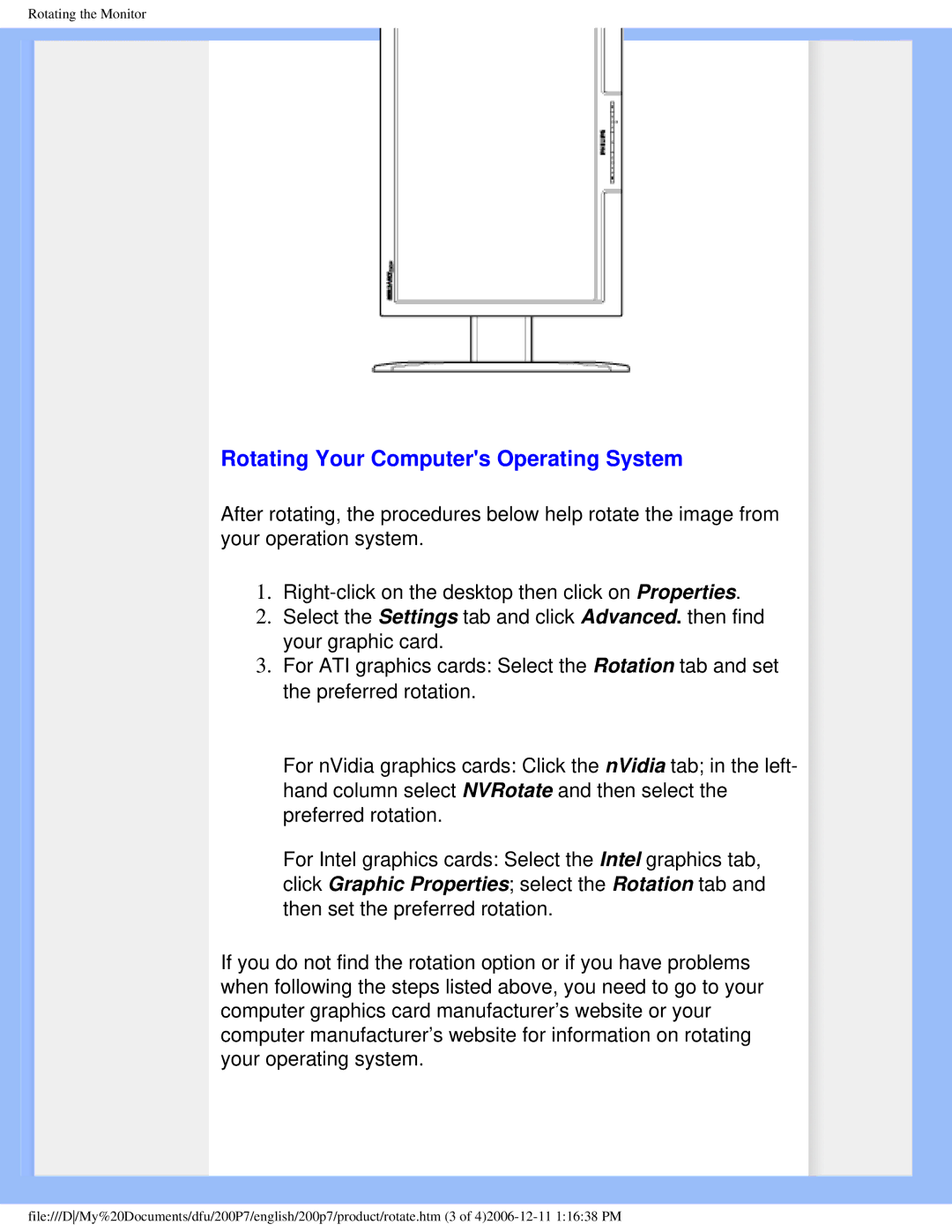 Philips 200p7 user manual Rotating Your Computers Operating System 