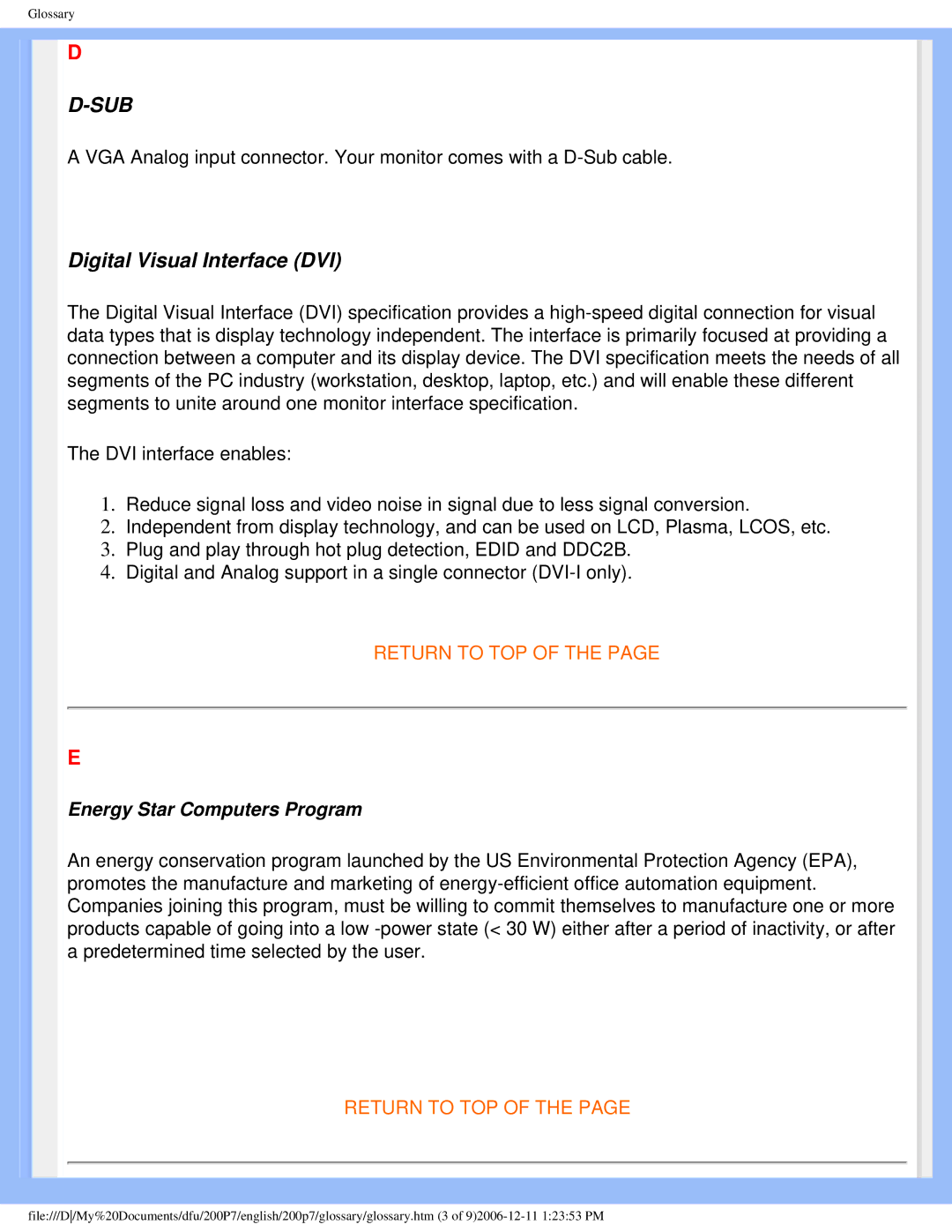 Philips 200p7 user manual Sub 