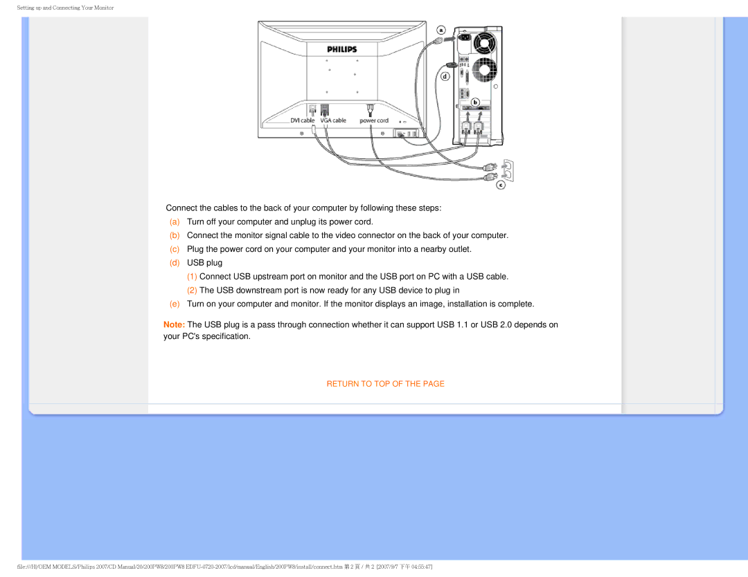 Philips 200PW8 user manual Return to TOP 