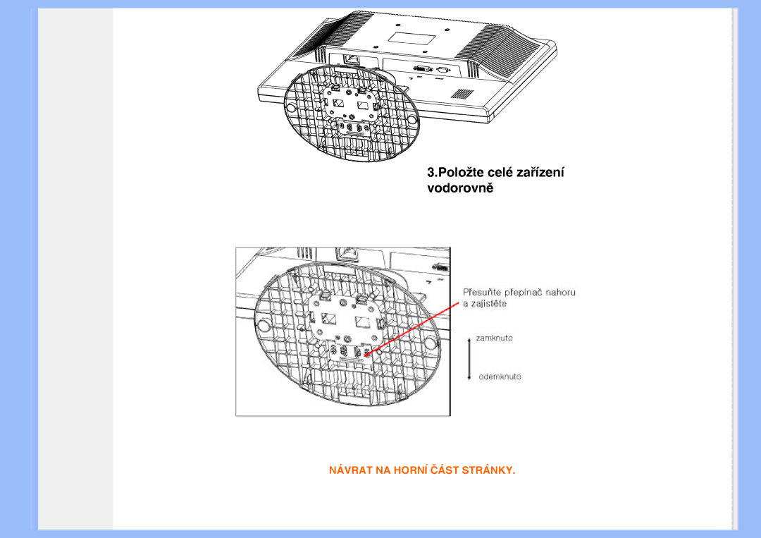 Philips 200VW8 user manual Položte celé zařízení vodorovně 