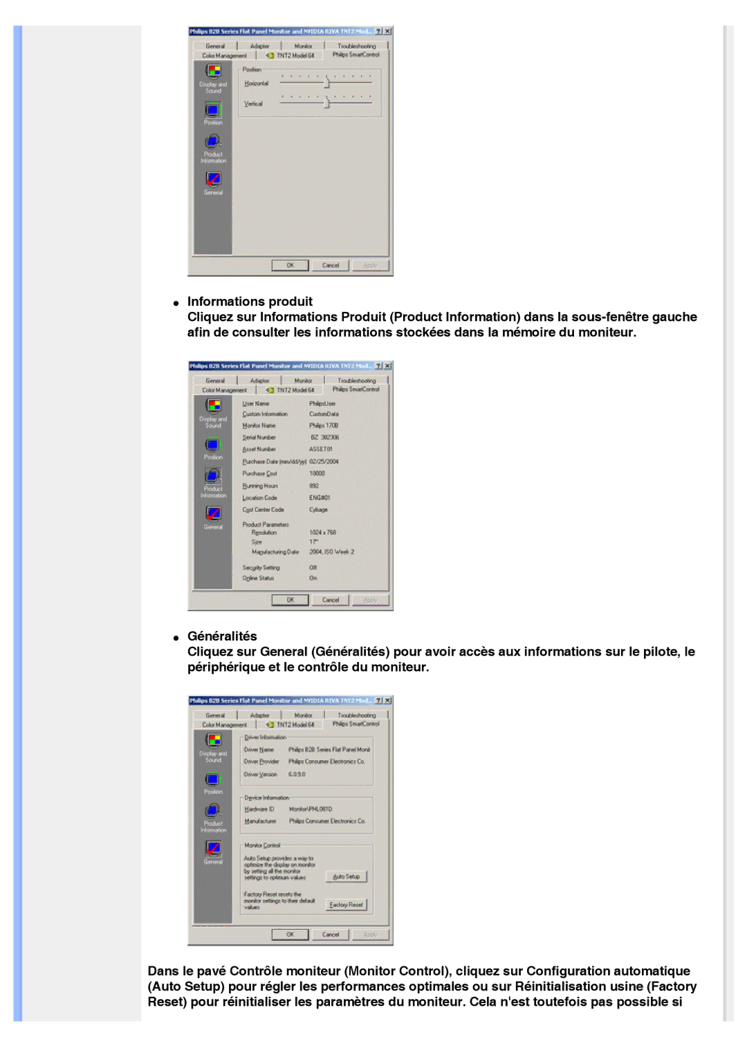 Philips 200VW8 user manual Informations produit 