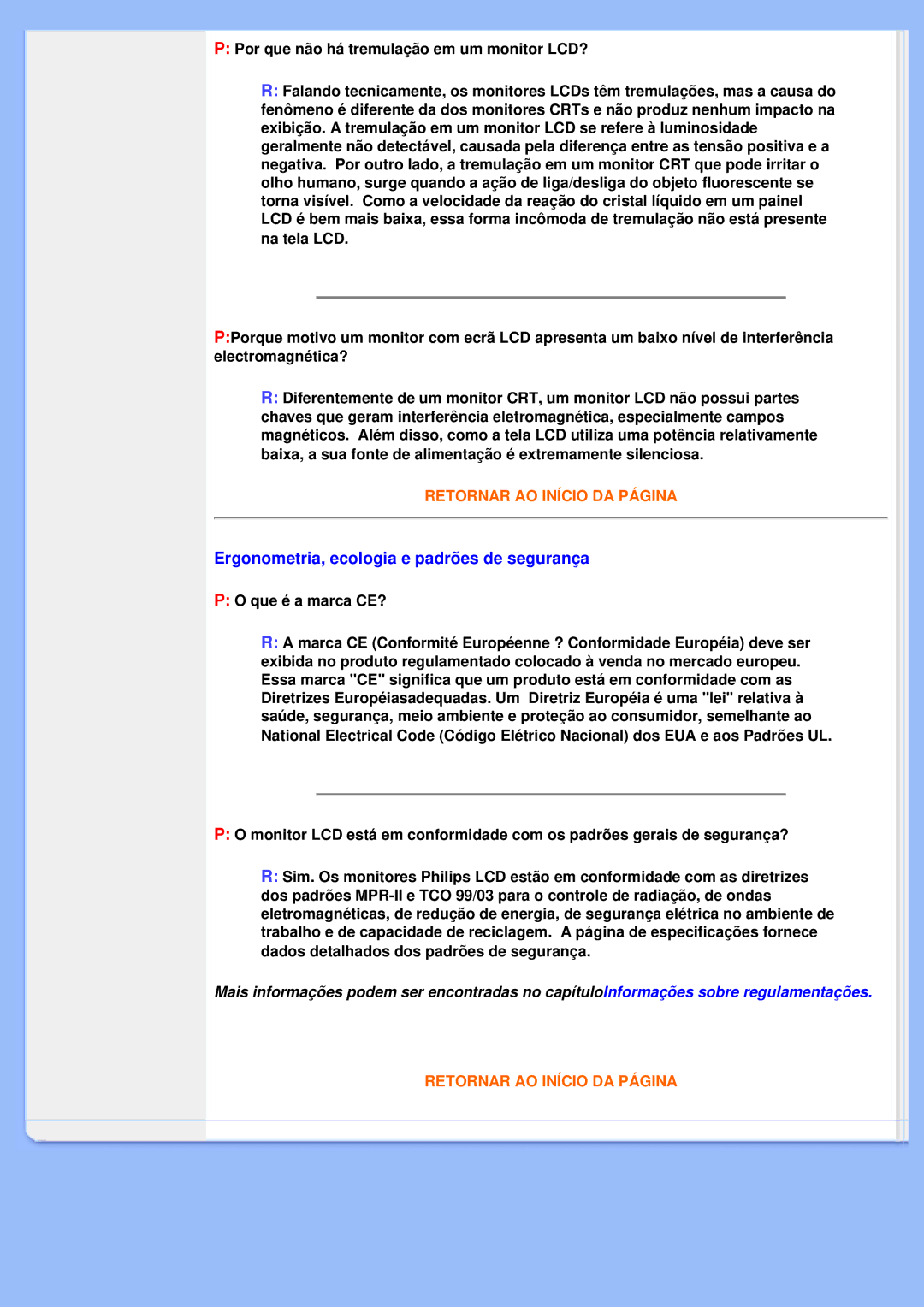 Philips 200VW8 user manual Ergonometria, ecologia e padrões de segurança, Que é a marca CE? 