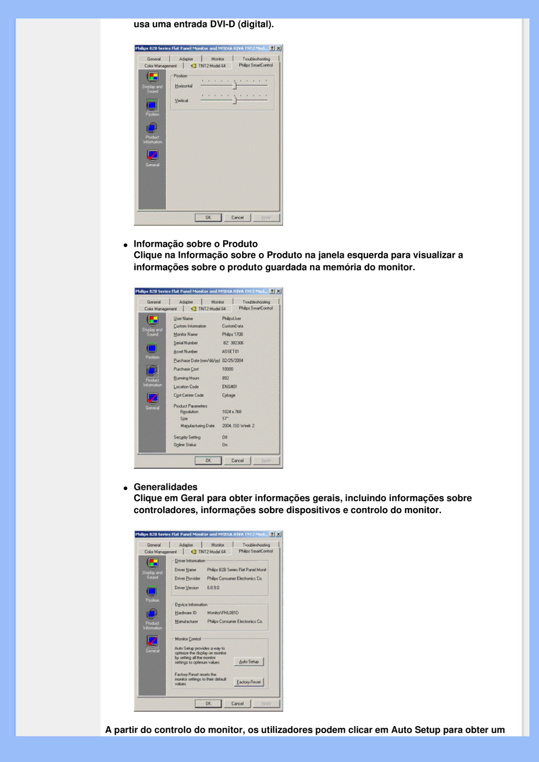 Philips 200VW8 user manual Usa uma entrada DVI-D digital Informação sobre o Produto 