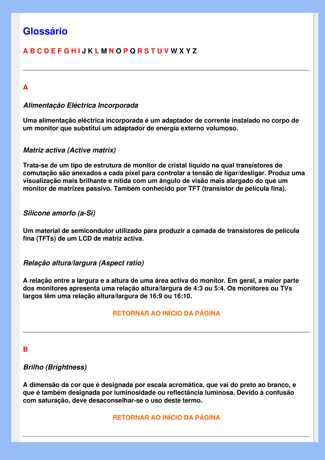 Philips 200VW8 user manual Glossário 