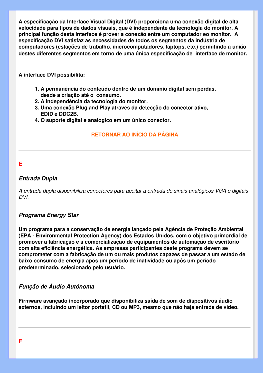 Philips 200VW8 user manual Entrada Dupla 