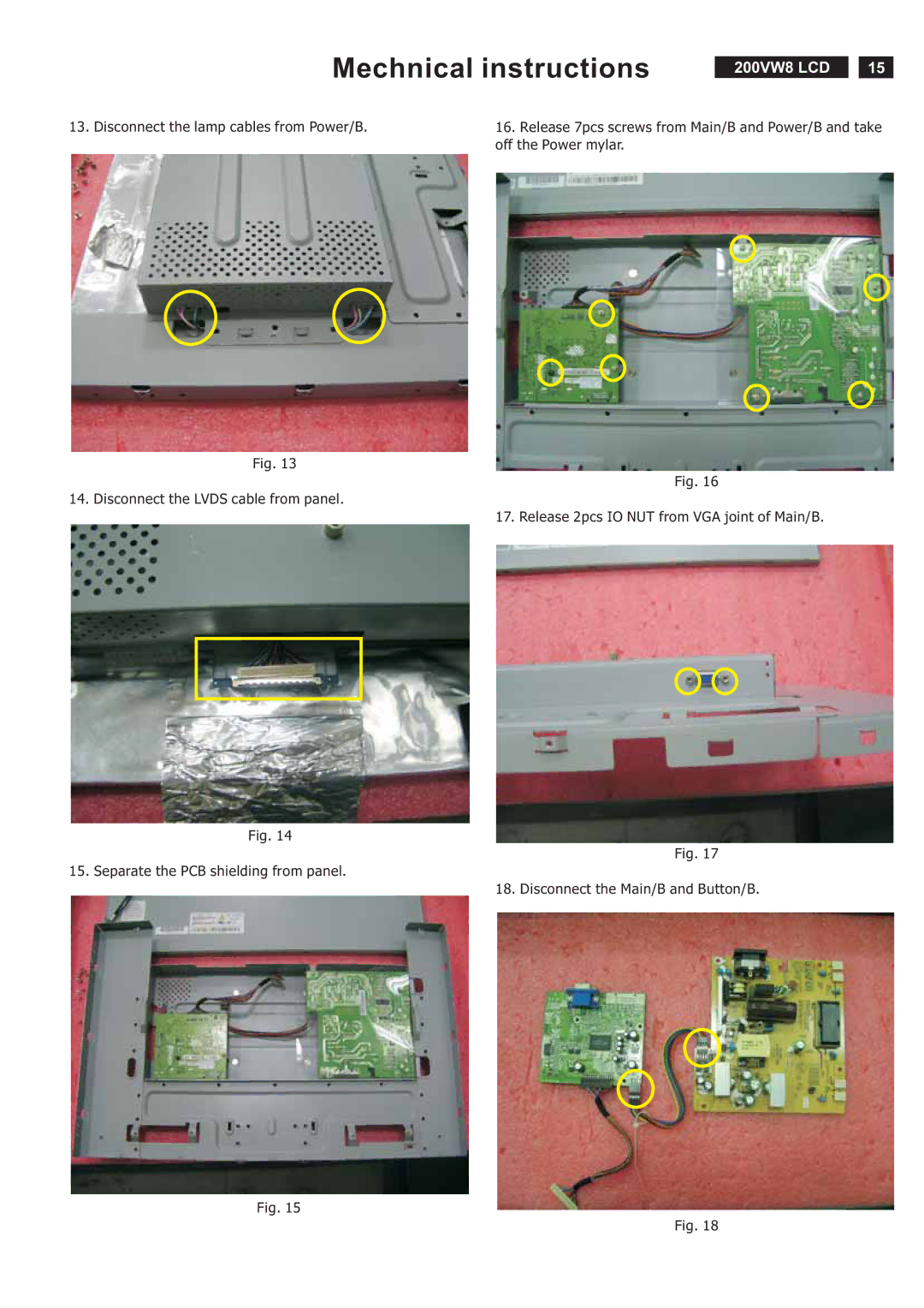 Philips 200VW8FB service manual Mechnical instructions 