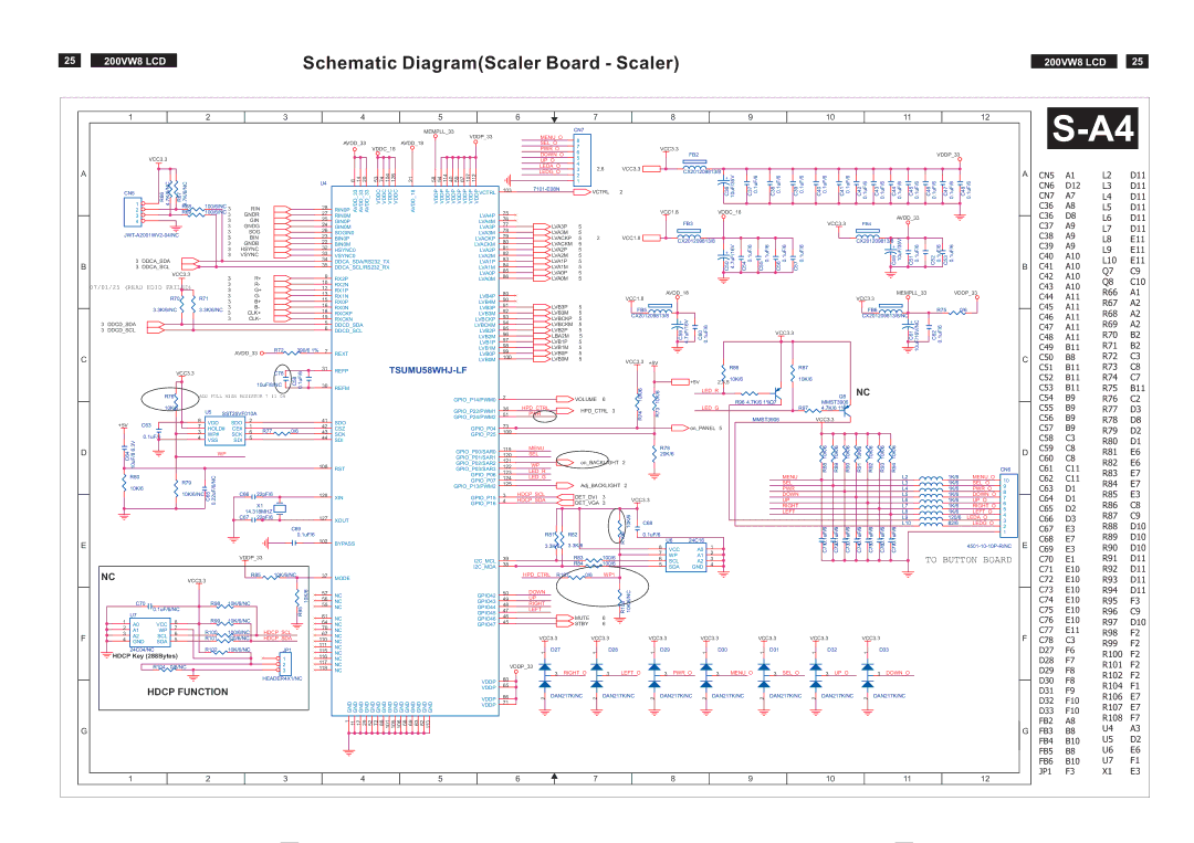 Philips 200VW8FB service manual Schematic DiagramScaler Board Scaler, 100/6/NC 