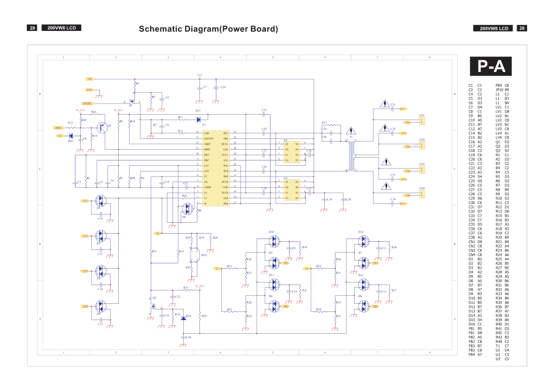 Philips 200VW8FB service manual Schematic DiagramPower Board, CN4 