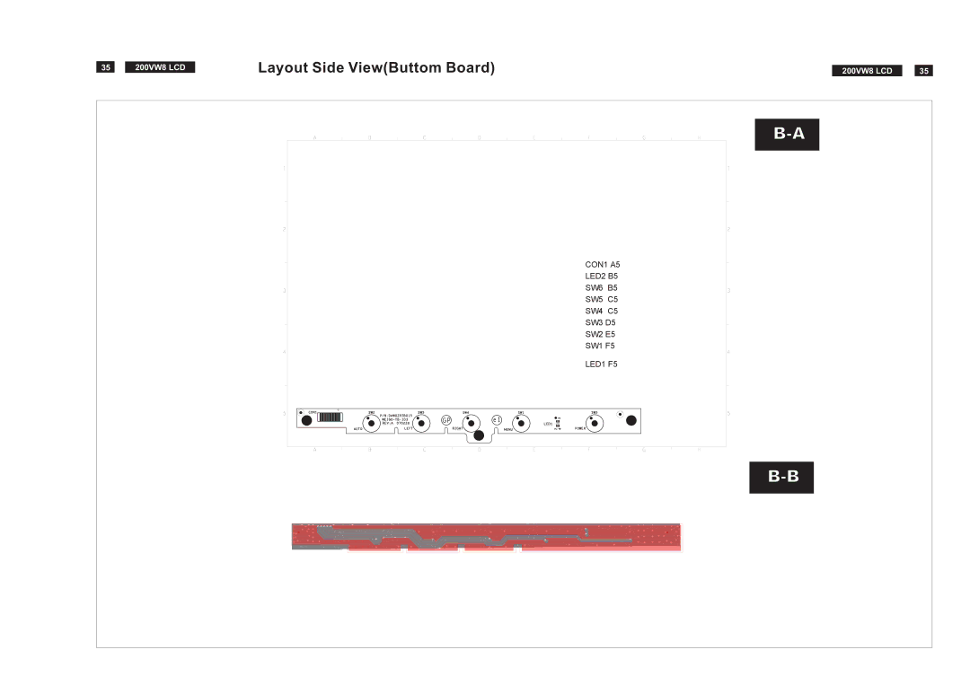 Philips 200VW8FB service manual Layout Side ViewButtom Board 