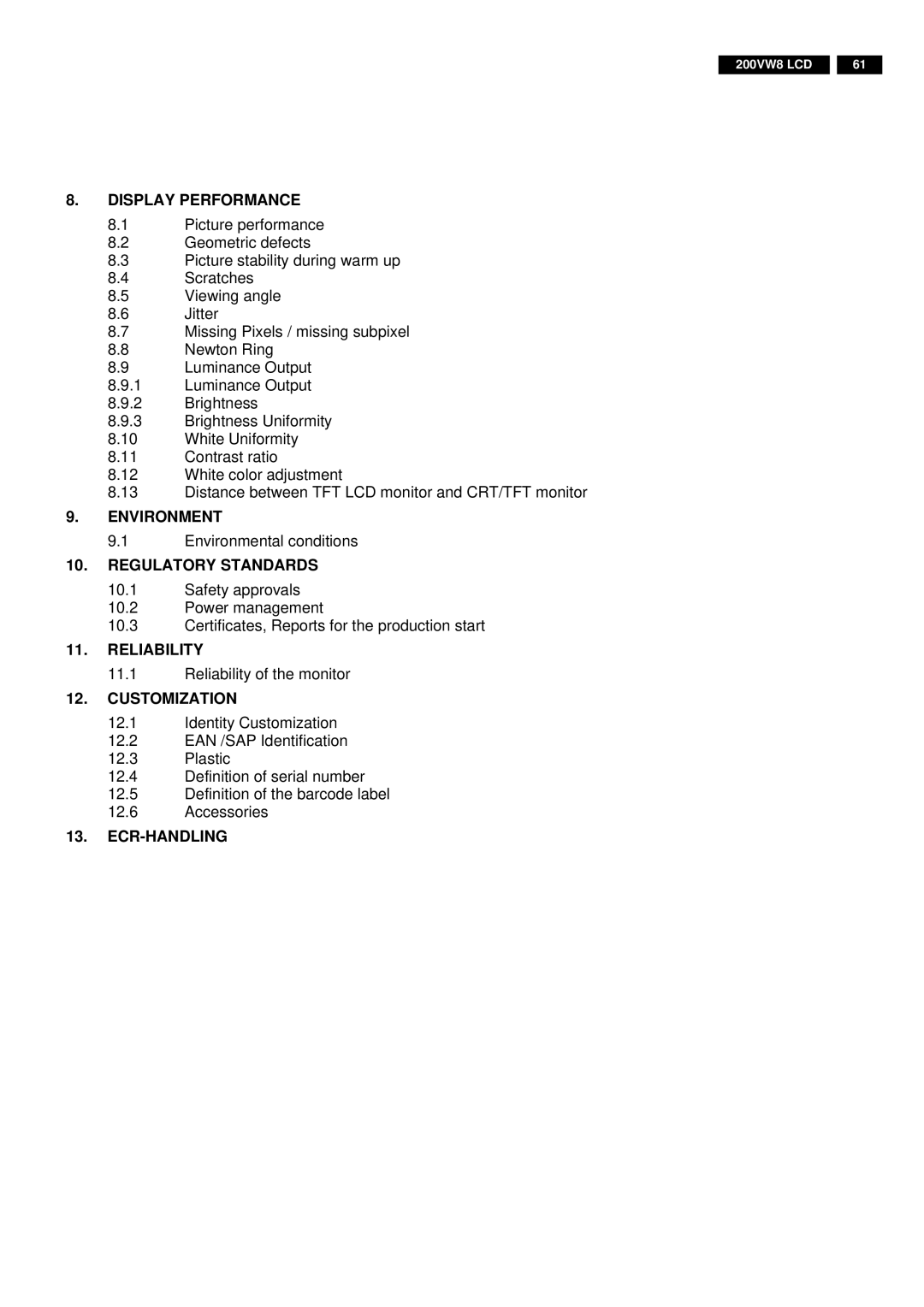 Philips 200VW8FB service manual Environment 