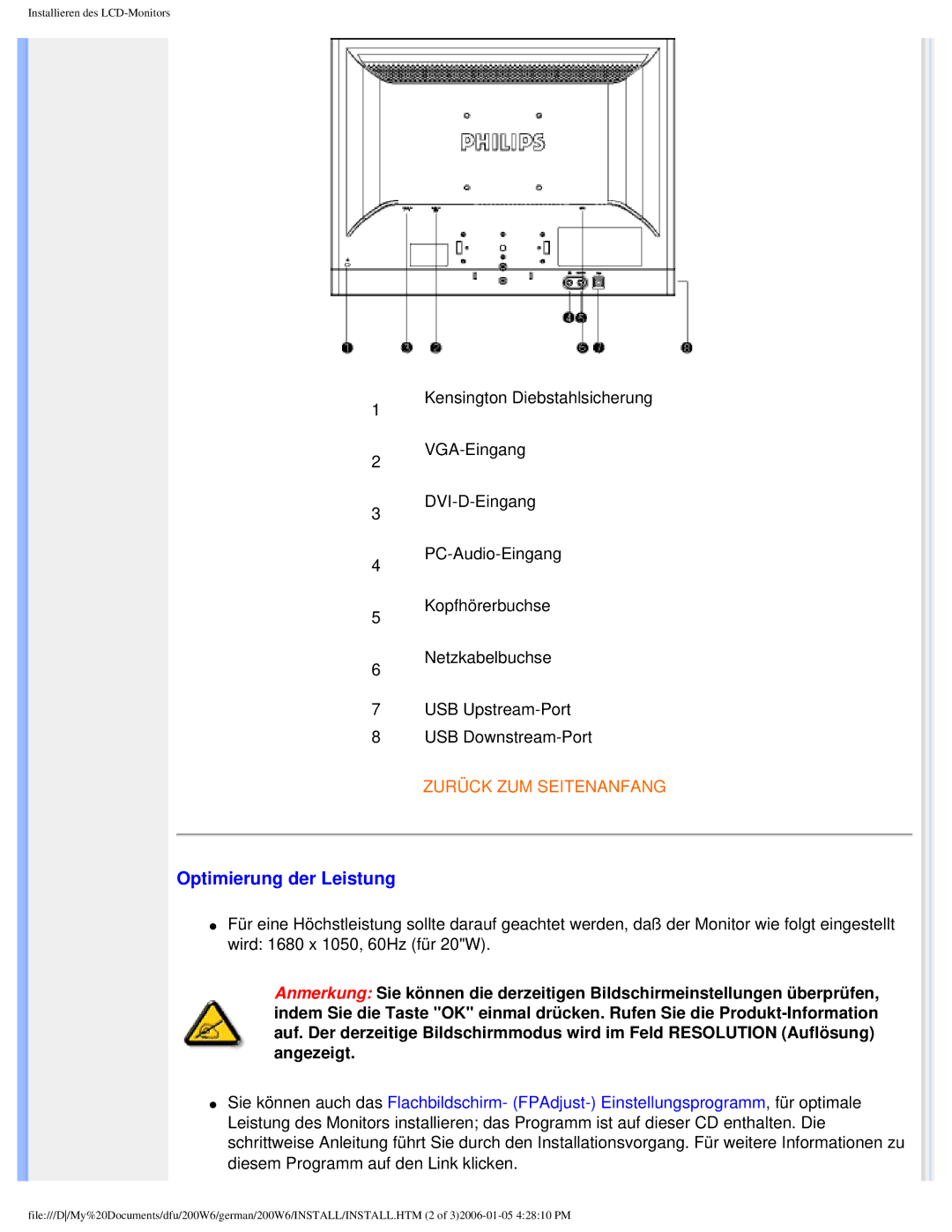 Philips 200W6 user manual Optimierung der Leistung 