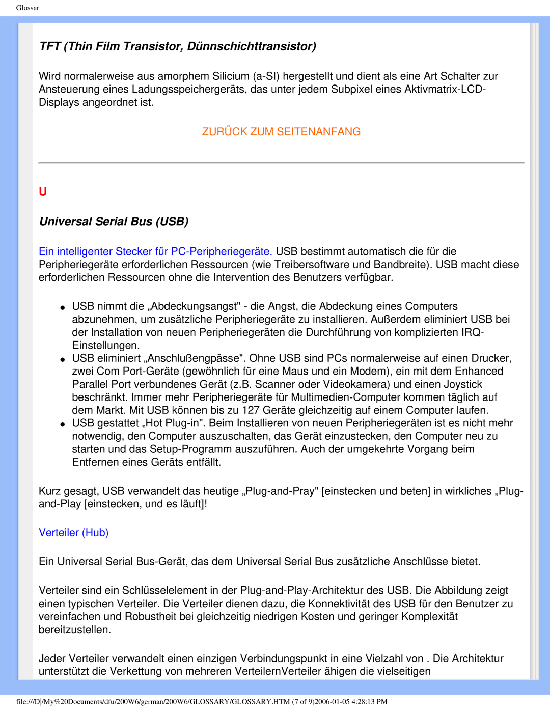 Philips 200W6 user manual TFT Thin Film Transistor, Dünnschichttransistor 