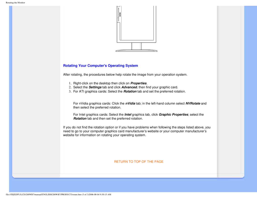 Philips 200WB7 user manual Rotating Your Computers Operating System 