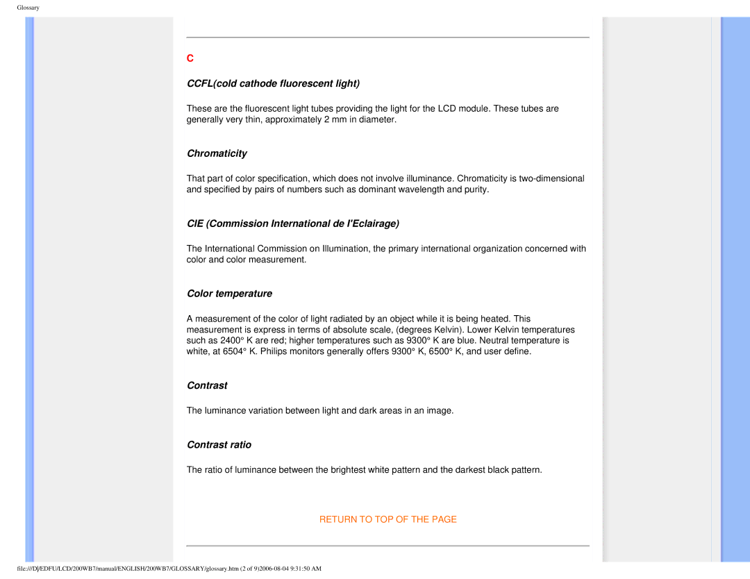 Philips 200WB7 user manual Contrast 