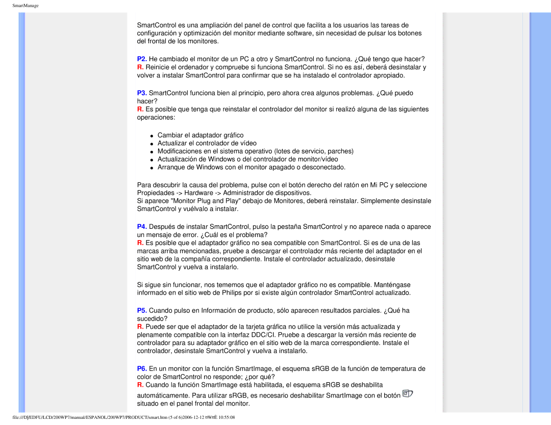 Philips 200WP7 user manual SmartManage 